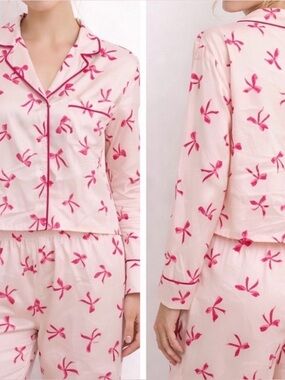 NWOT Florence by Mills Satin Bow Print PJ Set